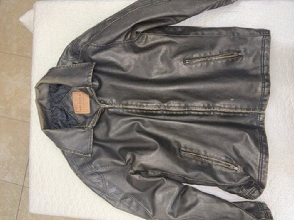 Vintage Arizona Jean Co Distressed Faux Leather Jacket Quilted Lined Large